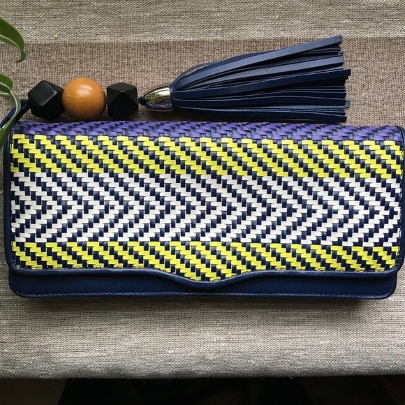 Anthropologie REBECCA MINKOFF Honey Leather Woven Clutch Handbag - Picture 2 of 12